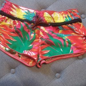 Blue Kiss by Islandhaze Red Tropical Print Shorts